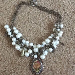 Vintage Flower Cameo Necklace